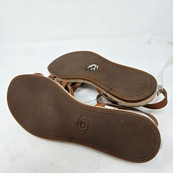 UGG Australia Women Larisa Flat Sandals Ankle Strap Buckle Leather Brown 7.5M - Picture 12 of 15